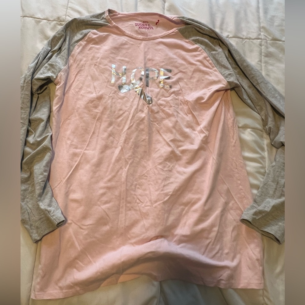 Earth Yoga long Sleeve Tee Women’s Special Edition Breast Cancer Shirt